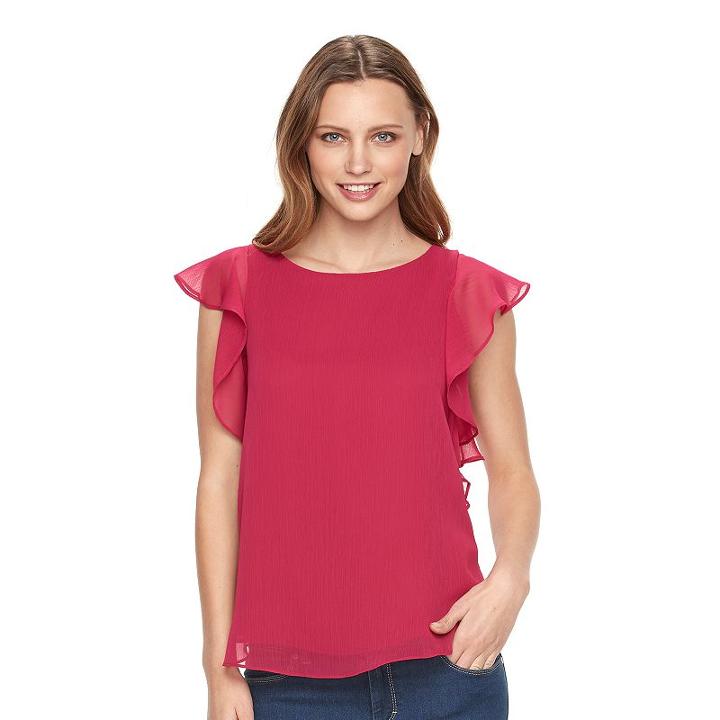 Women's Apt. 9&reg; Ruffle Chiffon Top, Size: Xl, Pink
