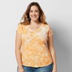 Plus Size Sonoma Goods For Life&trade; Embroidered Tie-dye Tee, Women's, Size: 2xl, Gold