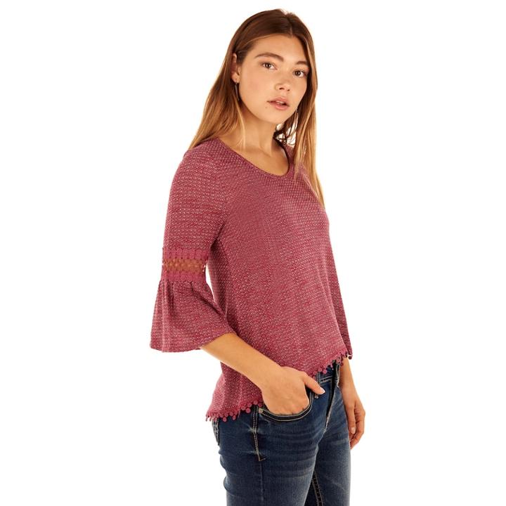 Juniors' Wallflower Lace Trim High-low Top, Teens, Size: Small, Purple Oth