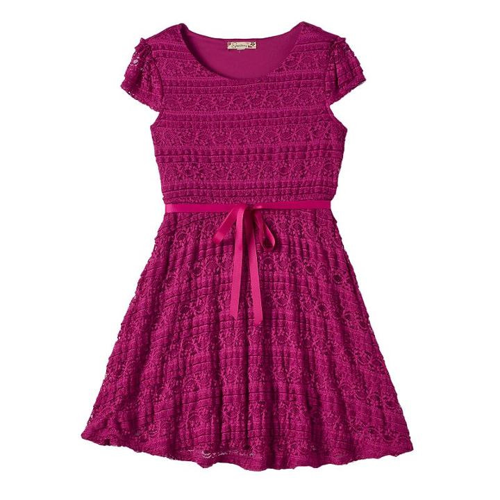 Girls 7-16 & Plus Size Lilt Ribbon Lace Skater Dress, Girl's, Size: 16 1/2, Brt Red