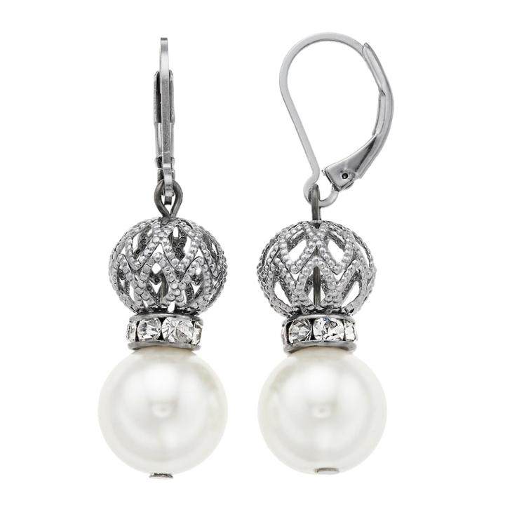 Simply Vera Vera Wang Filigree Bead & Simulated Pearl Drop Earrings, Women's, White