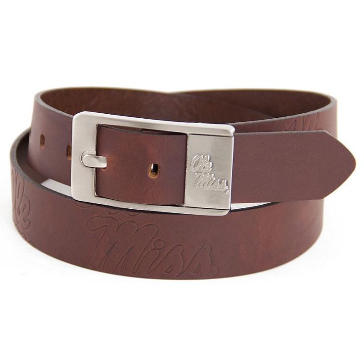 Men's Ole Miss Rebels Brandish Leather Belt, Size: 32, Brown