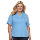 Plus Size Croft & Barrow&reg; 2-pocket Henley Polo, Women's, Size: 1xl, Light Blue