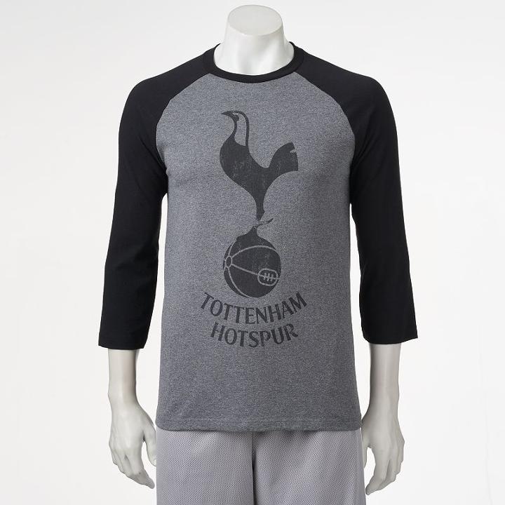 Men's Tottenham Hotspur Fc Raglan Logo Tee, Size: Medium, Black
