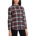 Women's Chaps Plaid Zip-front Shirt, Size: Xxl, Black