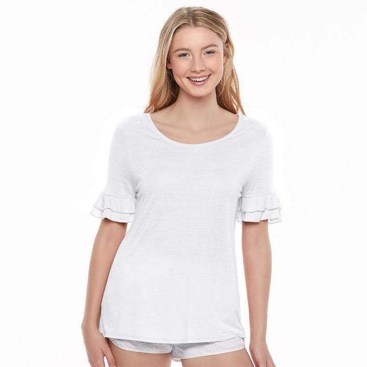 Juniors' So&reg; Ruffle Sleeve Tee, Girl's, Size: Xl, White