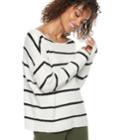 Women's Popsugar Striped Oversized Sweater, Size: Xl, Natural