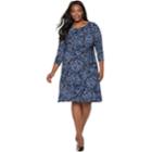Plus Size Dana Buchman Twist-front Dress, Women's, Size: 1xl, Blue