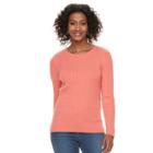 Women's Croft & Barrow&reg; Essential Cable-knit Sweater, Size: Large, Lt Orange