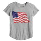 Girls 7-16 Wavy Flag Tee, Size: Small, Med Grey