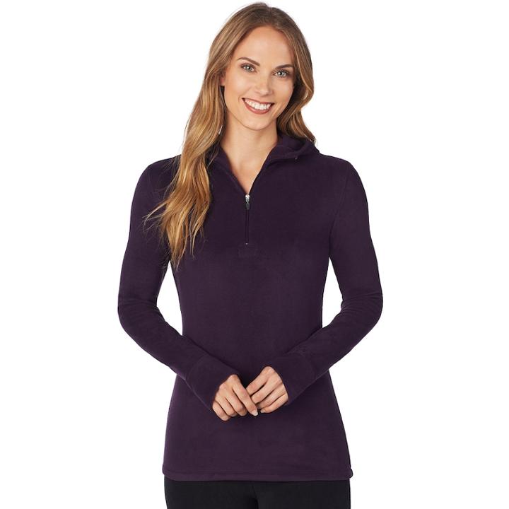 Women's Cuddl Duds Half-zip Hooded Fleece, Size: Medium, Med Purple