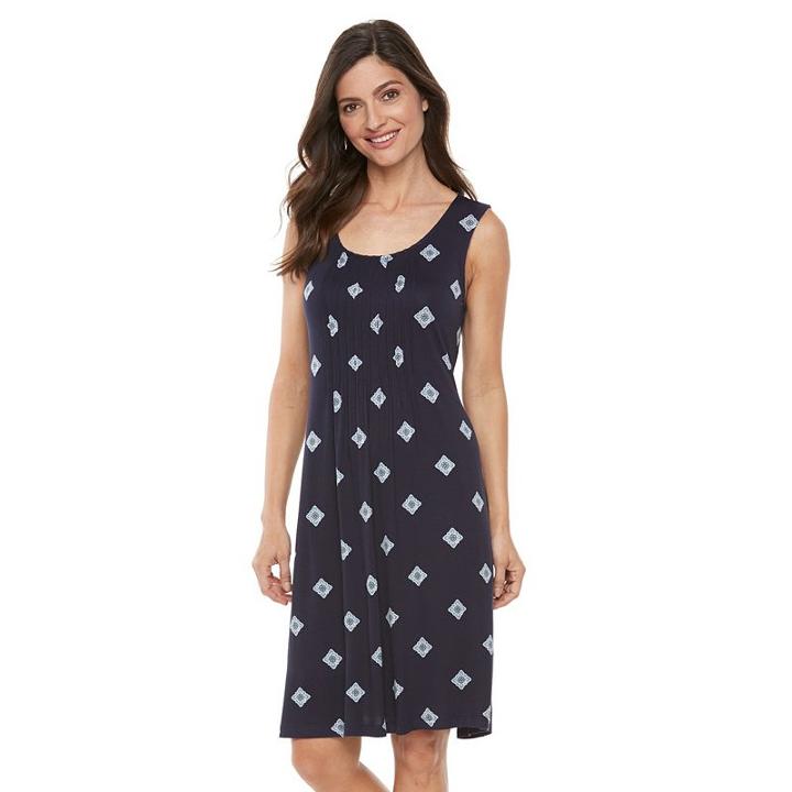 Women's Croft & Barrow&reg; Pintuck Fit & Flare Dress, Size: Xxl, Blue