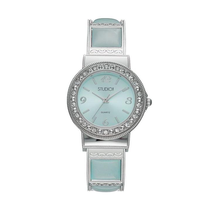 Studio Time Women's Crystal Cuff Watch, Size: Medium, Blue