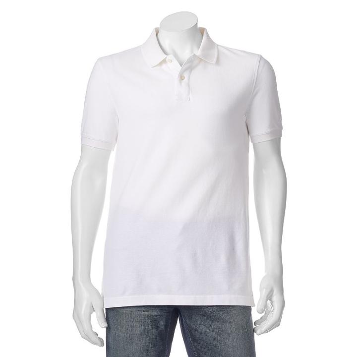 Men's Sonoma Goods For Life&trade; Slim-fit Solid Pique Polo, Size: Large, White