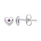 Little Diva Diamonds Kids' Sterling Silver Amethyst Heart Stud Earrings, Women's, Purple