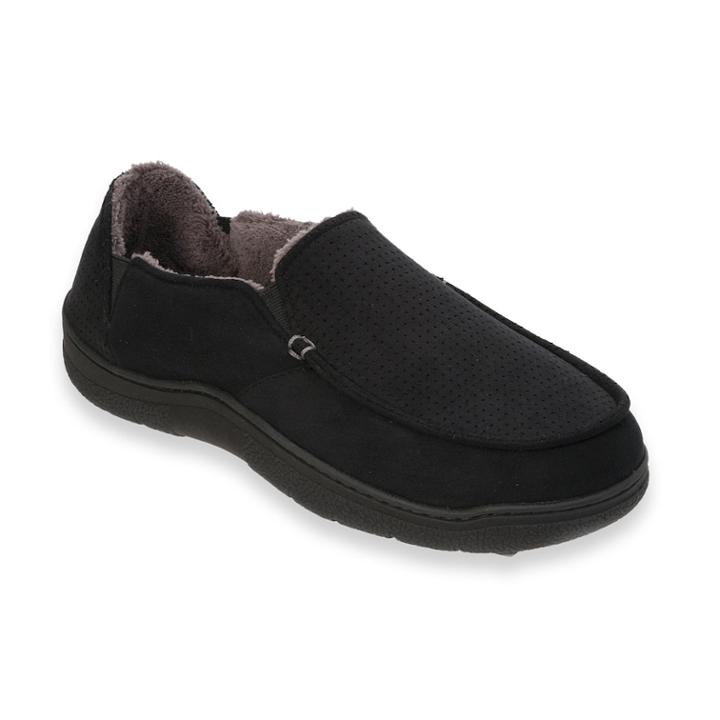 Men's Dearfoams Perforated Microfiber Closed Back Slippers, Size: Xxl, Black