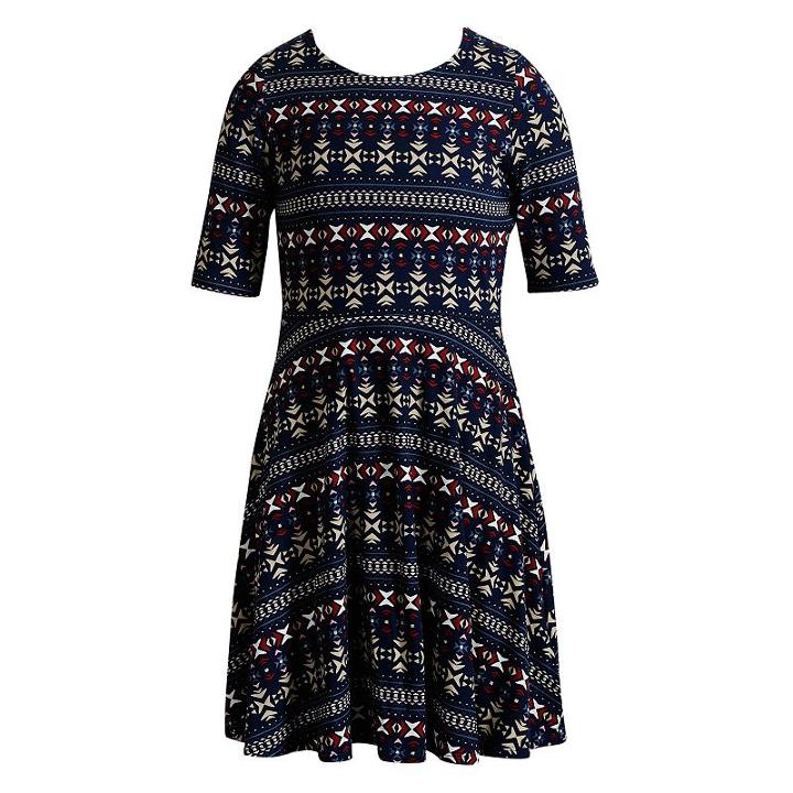 Girls 7-16 & Plus Size Emily West Patterned Reversible Knit Dress, Size: 16 1/2, Multi