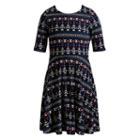 Girls 7-16 & Plus Size Emily West Patterned Reversible Knit Dress, Size: 16 1/2, Multi