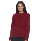 Women's Croft & Barrow&reg; Ribbed-trim Cardigan, Size: Large, Med Red