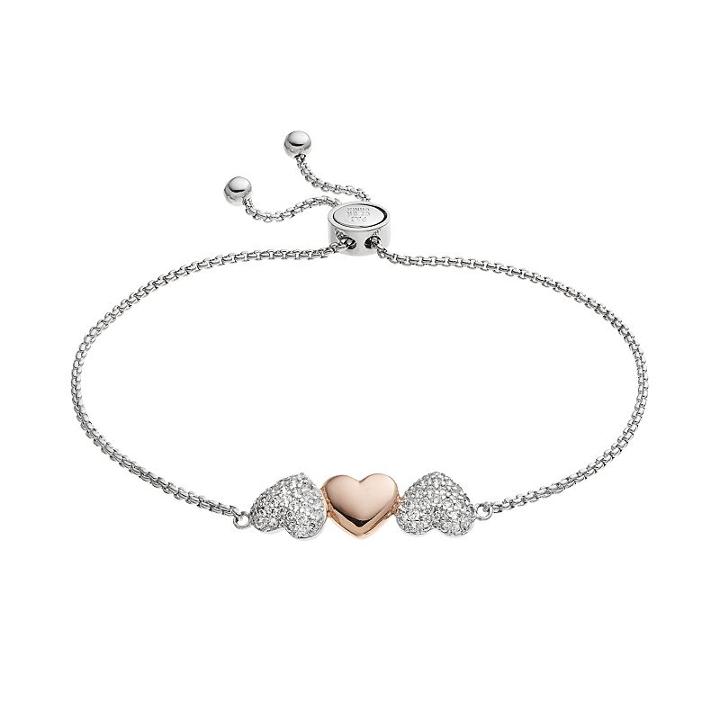 Lily & Lace Cubic Zirconia Two Tone Three Heart Bracelet, Women's, White