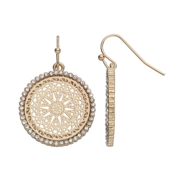 Lc Lauren Conrad Openwork Filigree Disc Drop Earrings, Women's, Gold