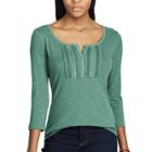 Women's Chaps Lace-trim Top, Size: Xl, Green