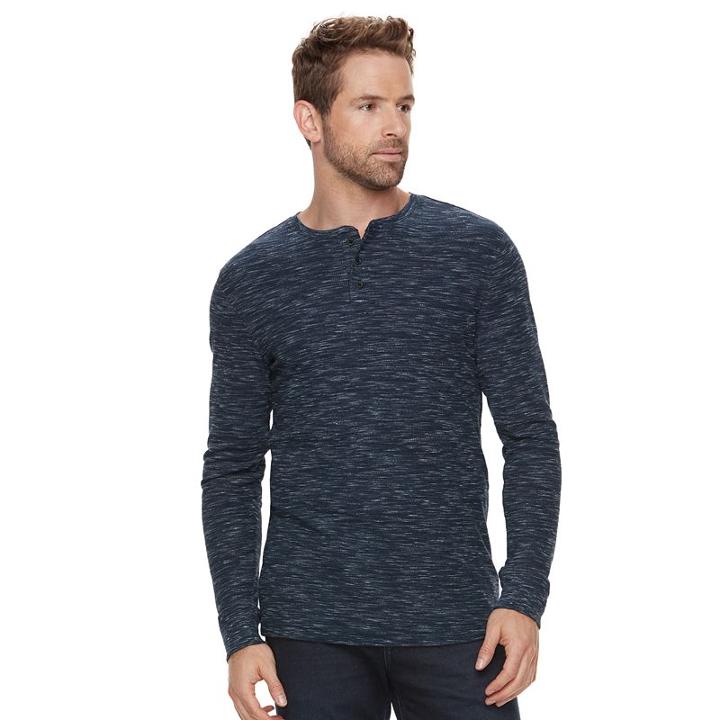 Men's Marc Anthony Slim-fit Waffle-weave Knit Henley, Size: Large, Blue
