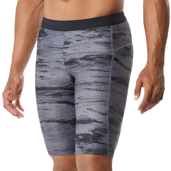 Men's Speedo Halftone Tide Jammer Fitness Long Swim Shorts, Size: Small, Dark Grey