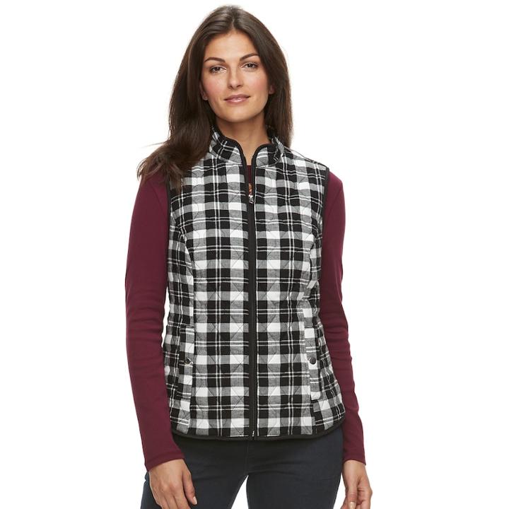 Women's Croft & Barrow&reg; Classic Quilted Vest, Size: Xxl, Black