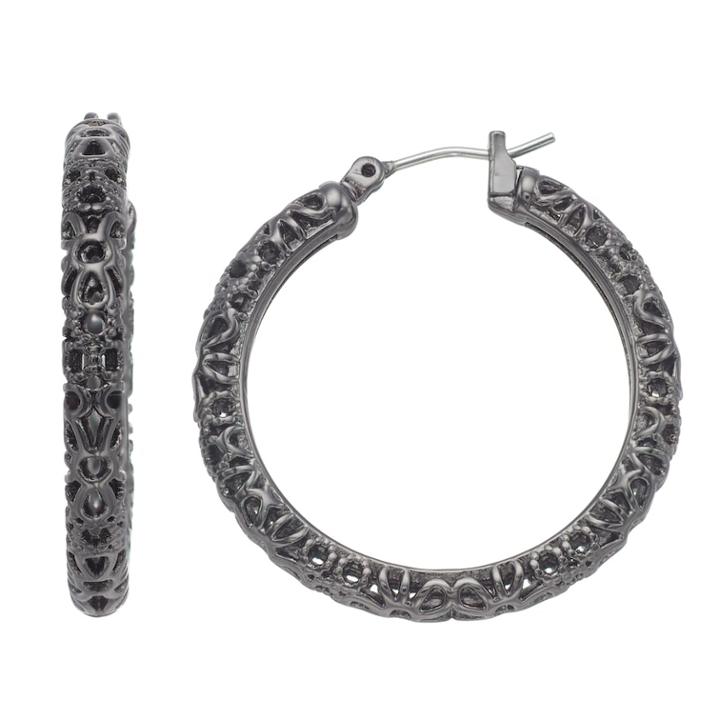 Simply Vera Vera Wang Filigree Hoop Earrings, Women's, Black