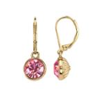 1928 Round Faceted Stone Drop Earrings, Women's, Pink