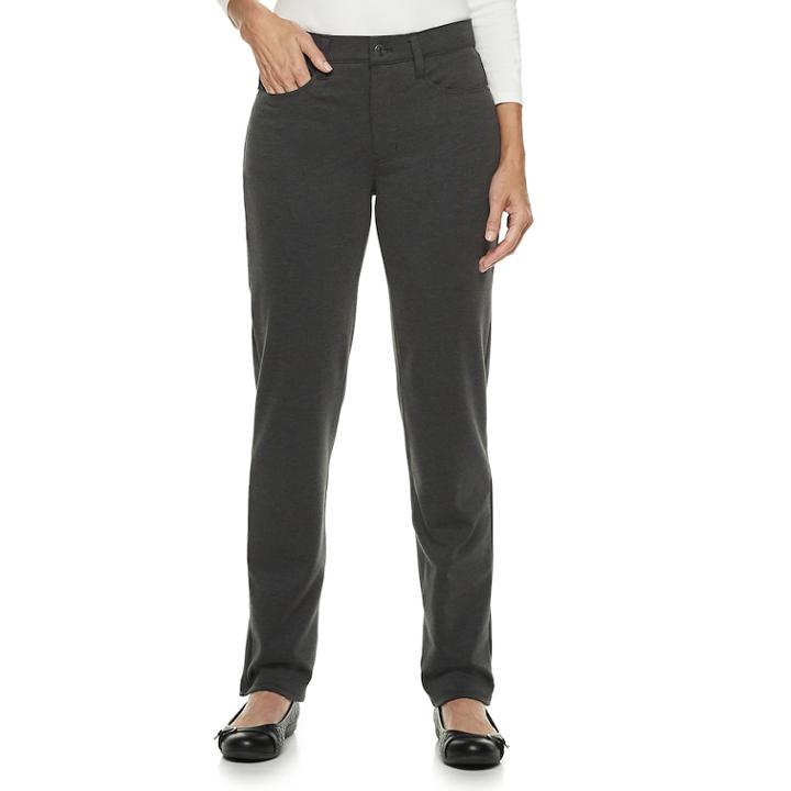 Women's Croft & Barrow&reg; Easy Care Straight-leg Pants, Size: 14 Short, Dark Grey