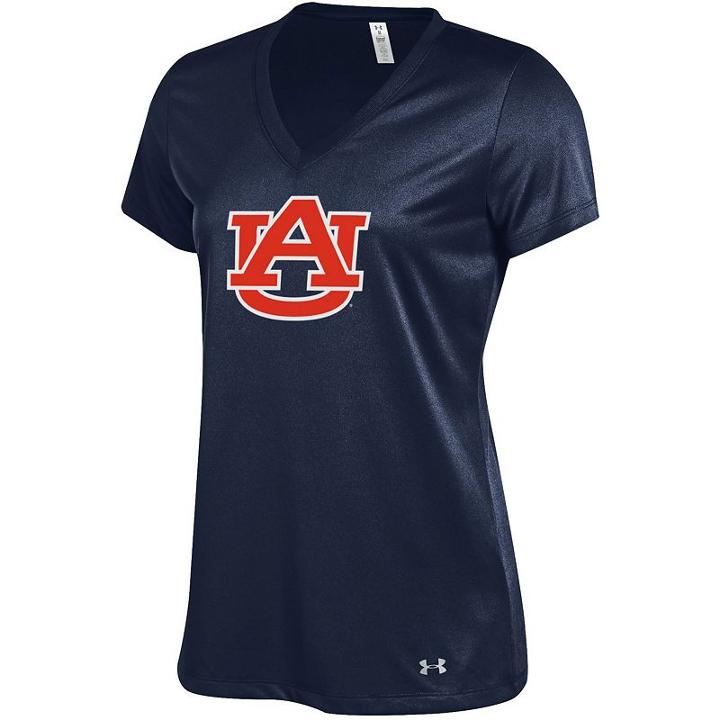 Women's Under Armour Auburn Tigers Tech V-neck Tee, Size: Small, Blue (navy)