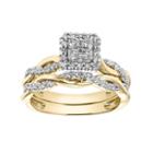 Cherish Always 10k Gold 1/3 Carat T.w. Diamond Square Engagement Ring Set, Women's, Size: 8, White