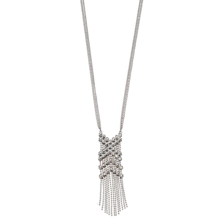Simply Vera Vera Wang Long Ball Chain Fringe Necklace, Women's, Silver