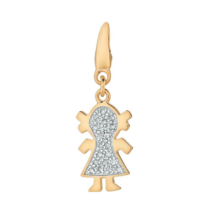 14k Gold Over Silver Diamond Accent Girl Charm, White