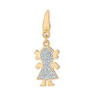 14k Gold Over Silver Diamond Accent Girl Charm, White