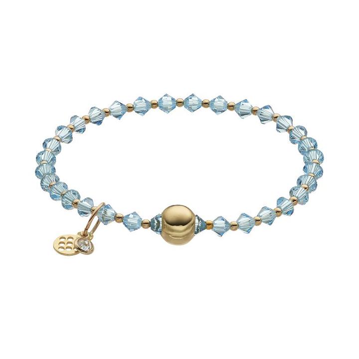 Tfs Jewelry 14k Gold Over Silver Light Blue Crystal Bead Stretch Bracelet, Women's, Size: 7