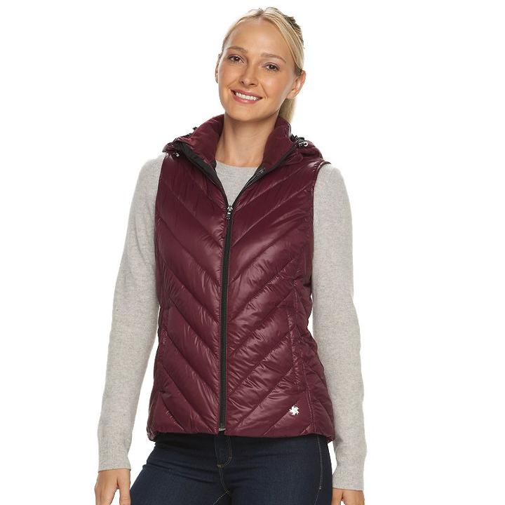Women's Tek Gear&reg; Hooded Puffer Vest, Size: Large, Dark Red