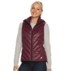 Women's Tek Gear&reg; Hooded Puffer Vest, Size: Large, Dark Red