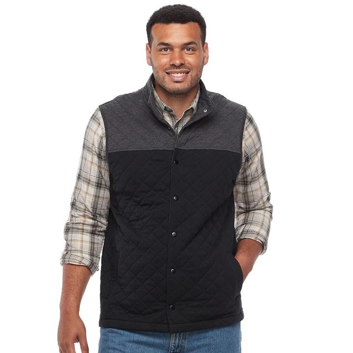 Big & Tall Croft & Barrow&reg; Outdoor Quilted Vest, Men's, Size: 4xb, Black