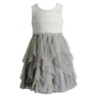 Girls 7-16 Emily West Glitter Waterfall Dress, Size: 7, Grey