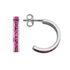 Traditions Sterling Silver Swarovski Crystal Semi-hoop Earrings, Women's, Pink
