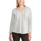 Women's Chaps Striped Hooded Tee, Size: Small, Grey