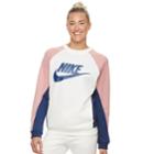 Women's Nike Sportswear Color-block Crewneck Top, Size: Medium, White