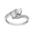 Intertwined Sterling Silver Cubic Zirconia 2-stone Ring, Women's, Size: 8