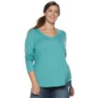 Juniors' Plus Size So&reg; Perfect V-neck Tee, Teens, Size: 3xl, Med Blue