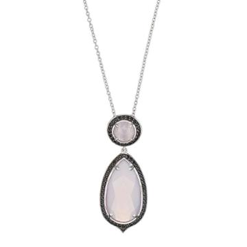 Siri Usa By Tjm Sterling Silver Pink Chalcedony & Black Spinel Teardrop Pendant, Women's, Size: 18, Multicolor