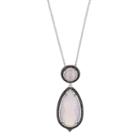 Siri Usa By Tjm Sterling Silver Pink Chalcedony & Black Spinel Teardrop Pendant, Women's, Size: 18, Multicolor