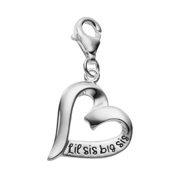 Personal Charm Sterling Silver Lil Sis Big Sis Heart Charm, Women's